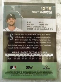 2022 Stadium Club Chrome Blue Refractor Mitch Haniger #61 / 199