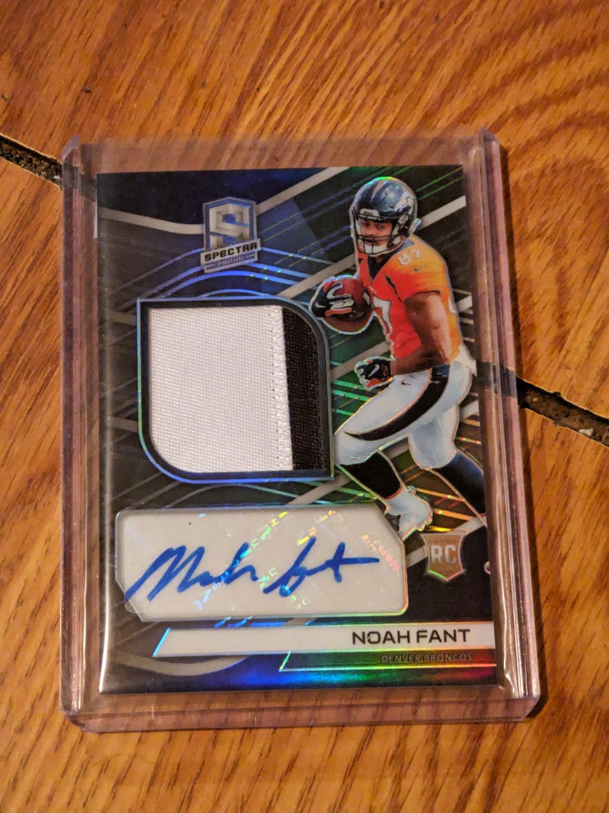 63/99 SP 2019 Panini Spectra Noah Fant #220 RPA Rookie Patch Auto RC