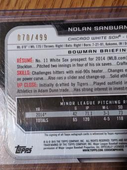 070/499 SP Nolan Sanburn 2015 Bowman Chrome 1st Bowman Auto Refractor