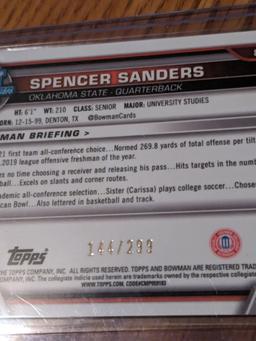 144/299 SP 2022 Bowman Chrome U #81 Spencer Sanders 1st Chrome Football Card aqua parallel