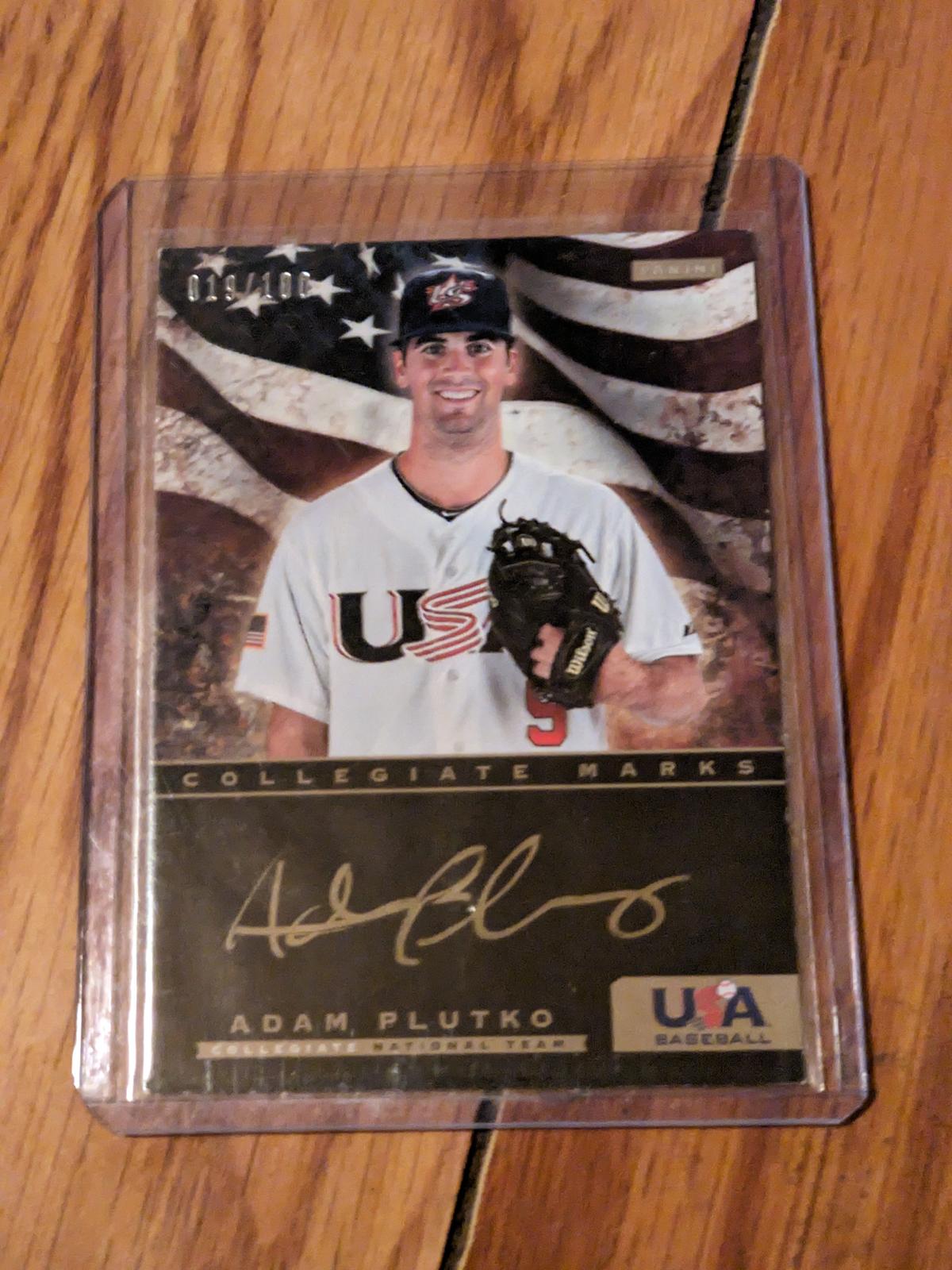 2012 USA Baseball National Team Black Gold Collegiate Marks Adam Plutko Auto