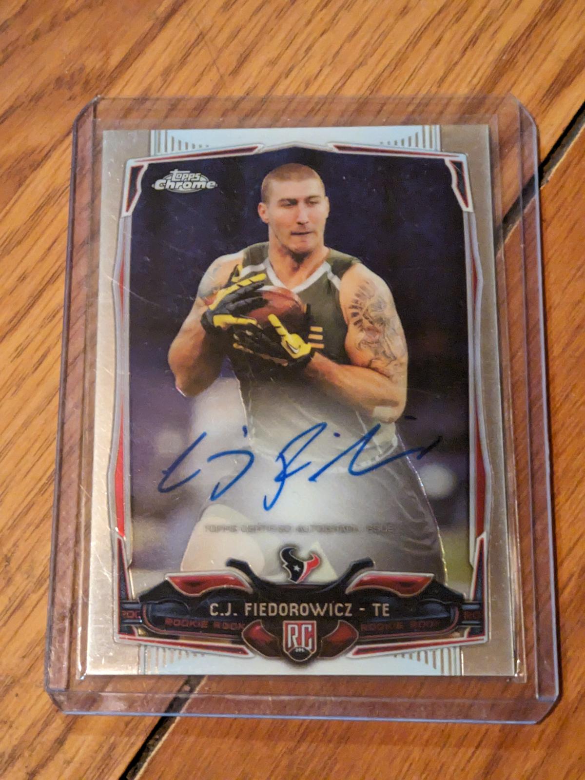 2014 Topps Chrome C.J. Fiedorowicz RC Auto Houston Texans #131