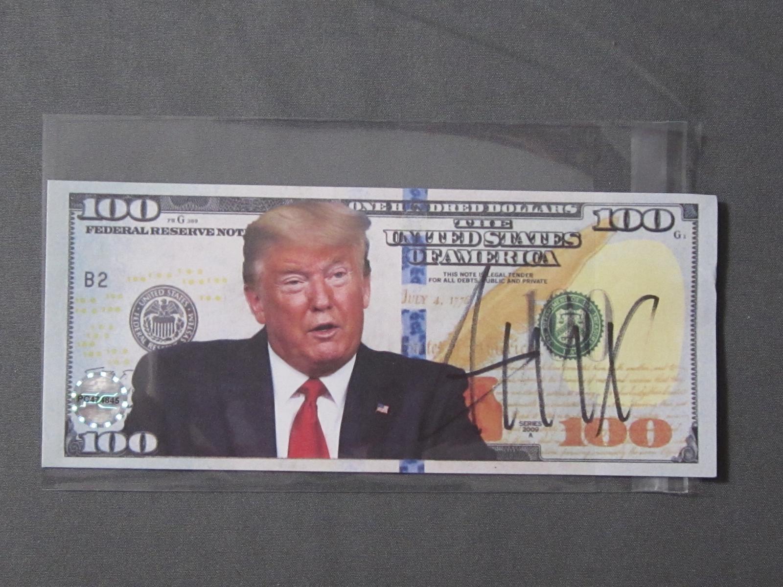 DONALD TRUMP SIGNED PLAY MONEY WITH COA