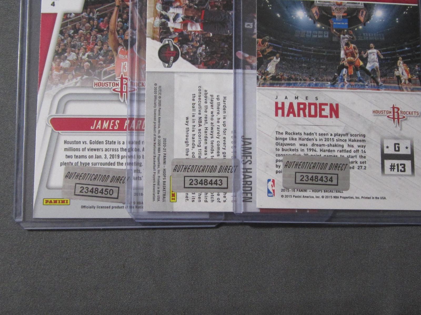 3 CARD LOT JAMES HARDEN SIGNED CARDS WITH COA