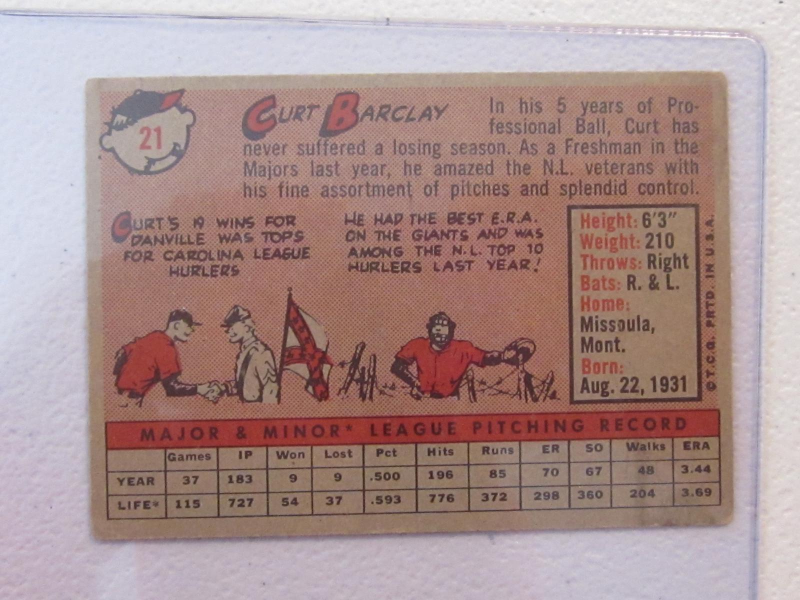 1958 TOPPS BART BARCLAY NO.21 VINTAGE