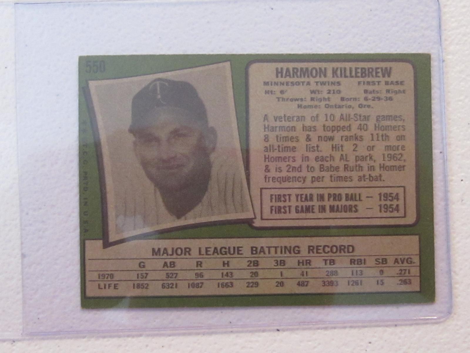 1971 TOPPS HARMON KILLEBREW NO.550 VINTAGE