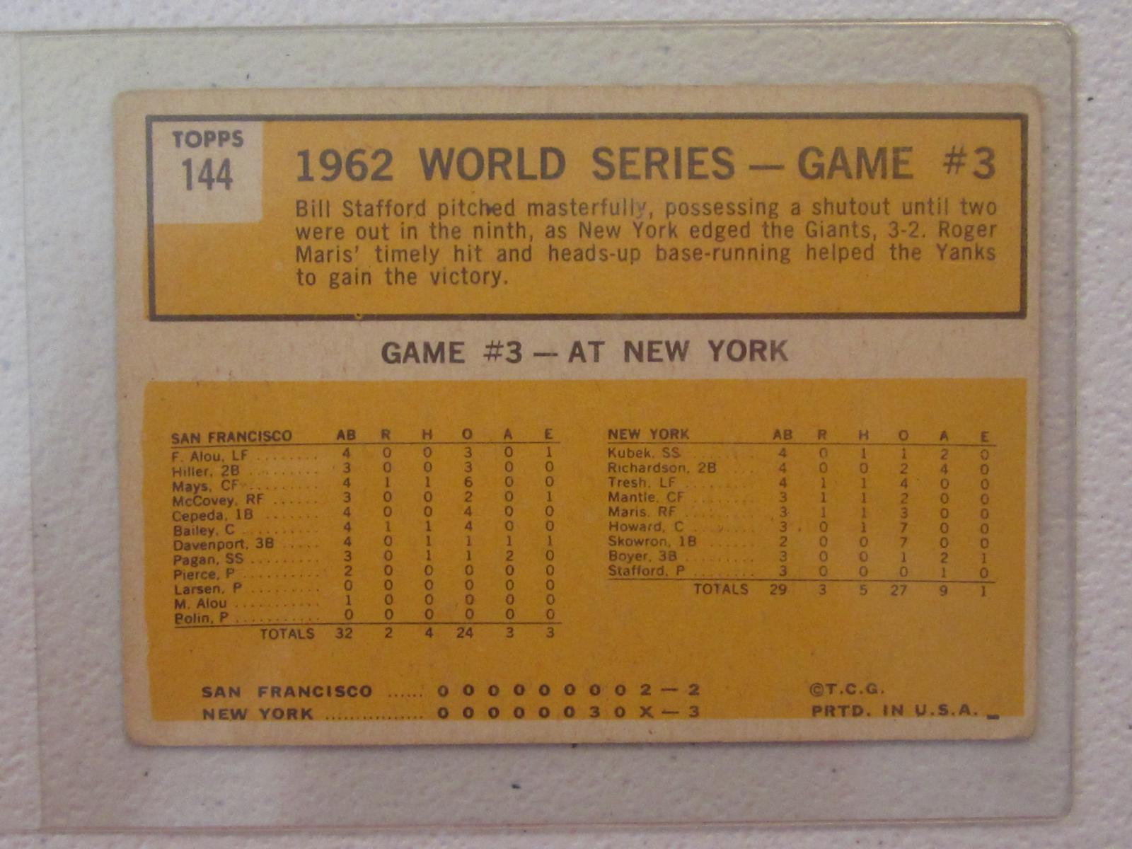1963 TOPPS WORLD SERIES GAME 3 NO.144 VINTAGE