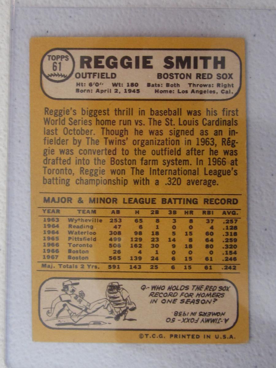 1968 TOPPS REGGIE SMITH NO.61 VINTAGE