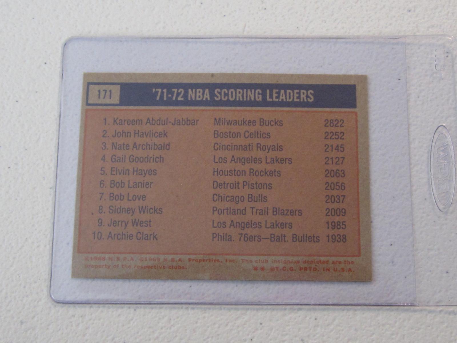 1972-73 TOPPS 1971-72 SCORING LEADERS JABBAR