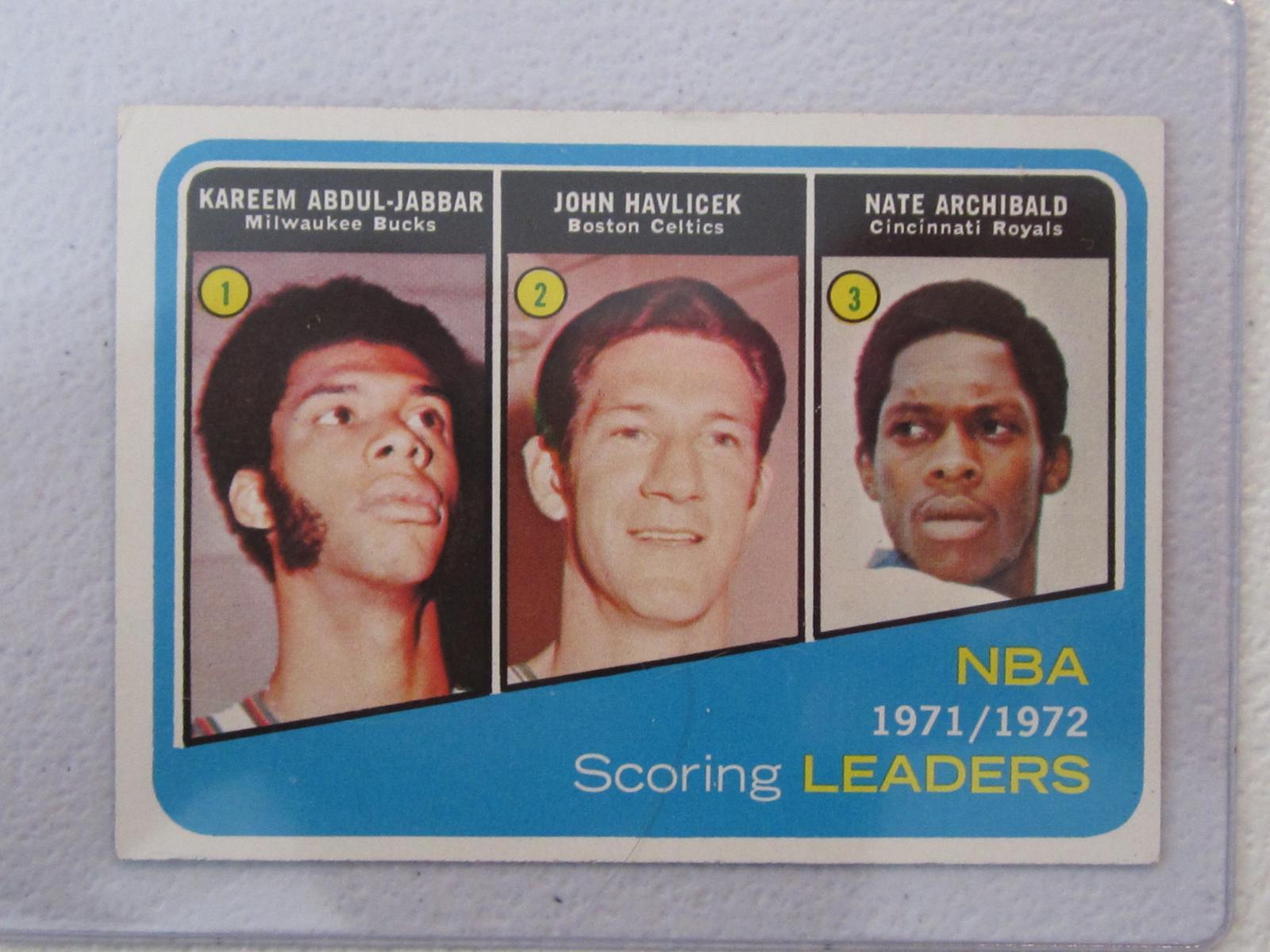 1972-73 TOPPS 1971-72 SCORING LEADERS JABBAR