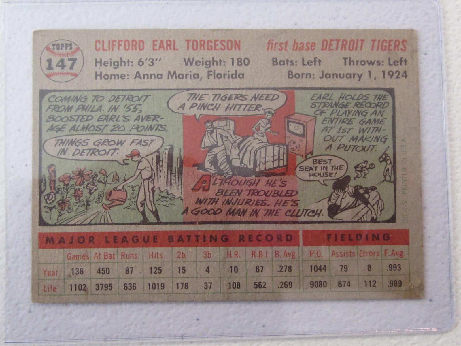 1956 TOPPS EARL TORGELSON NO.147 VINTAGE