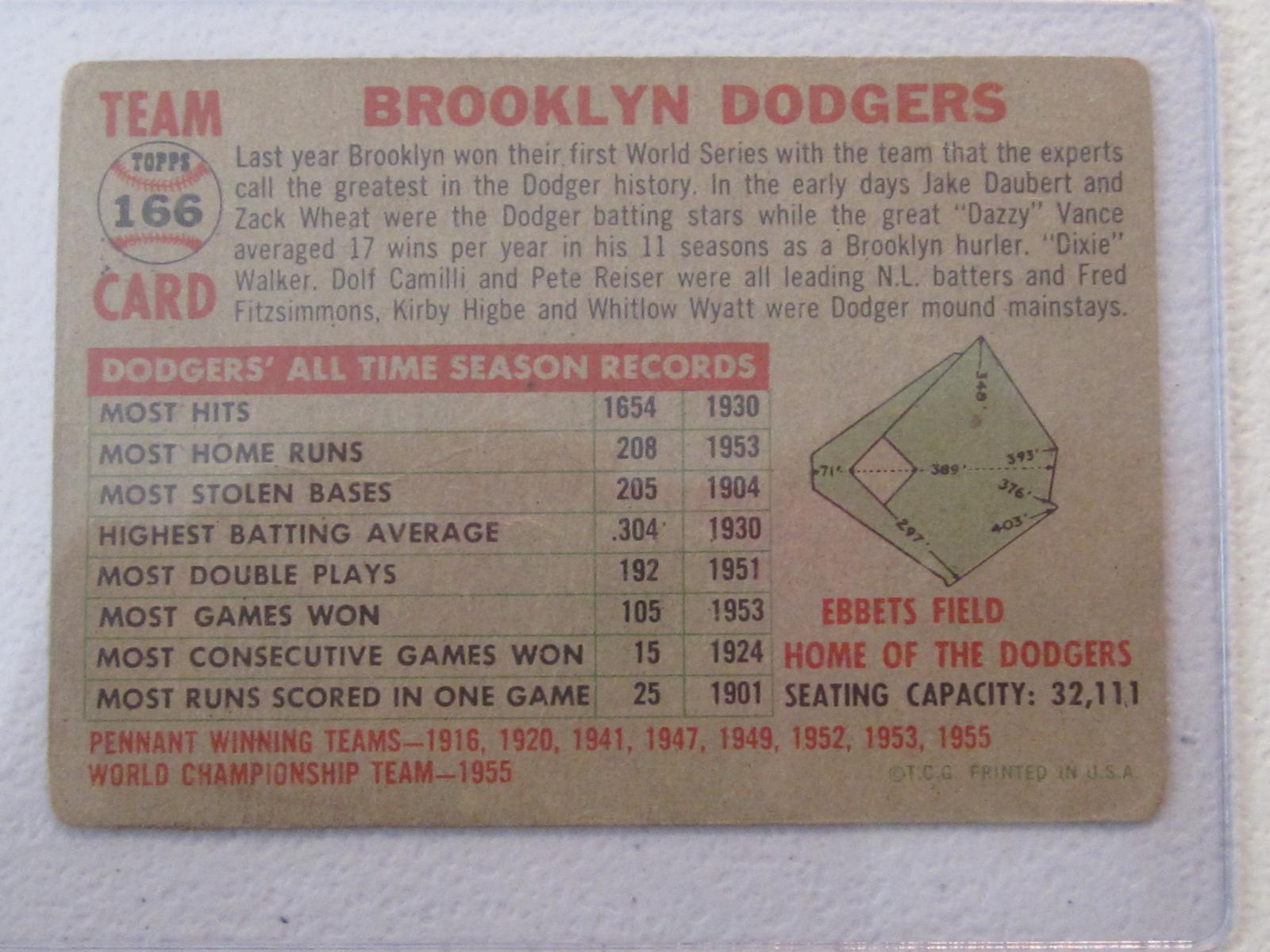 1956 TOPPS BROOKLYN DODGERS TEAM CARD NO.166