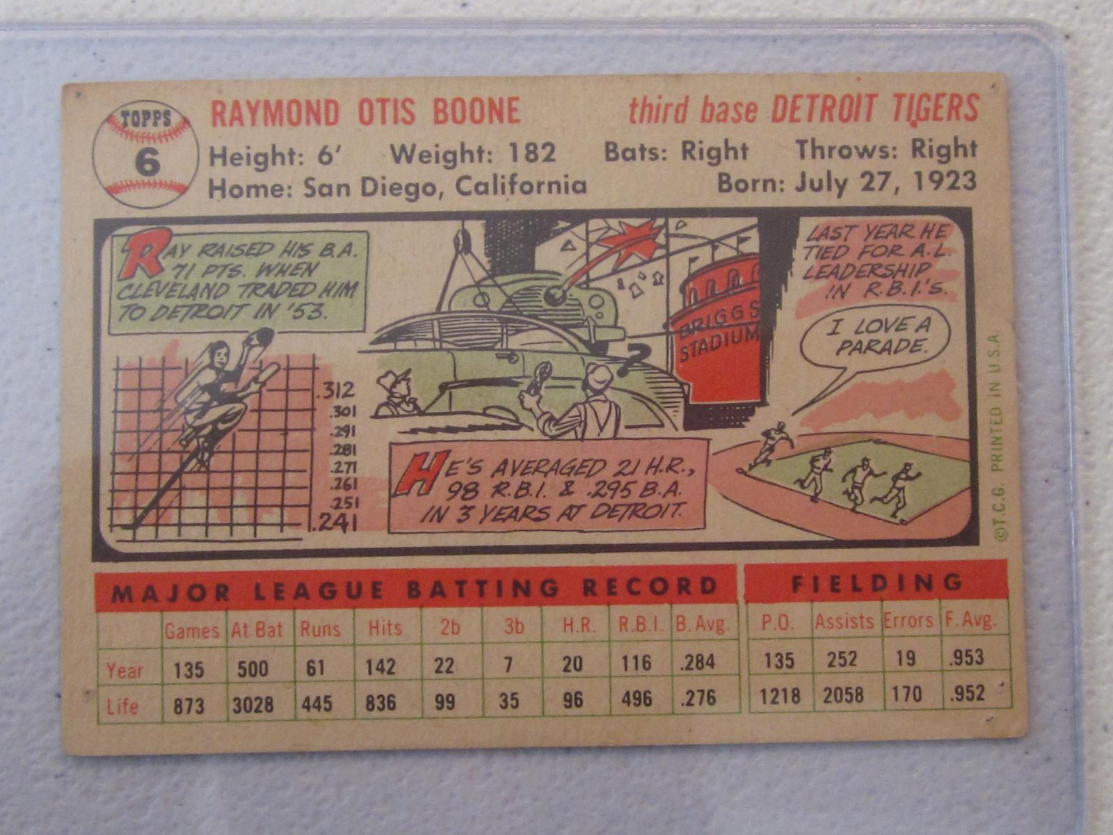 1956 TOPPS RAY BOONE NO.6 WHITE BACK VINTAGE