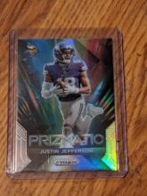 2023 Panini Prizm Football Justin Jefferson Prizmatic #16 Green Prizm Vikings SP