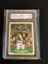 Rick Langford 1982 Fleer auto Authenticated by Fivestar Grading