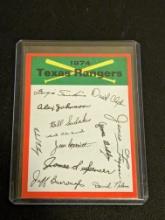 1974 Topps Team Checklist Texas Rangers Vintage Baseball Card