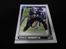 Khalil Herbert signed ROOKIE football card COA