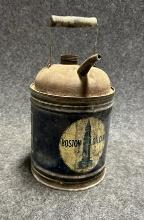 Boston Oil Can 1 Gallon Round 1920s Motor Oil Can