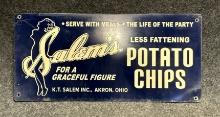 Salem's Potator Chips Single Sided Tin Advertising Sign
