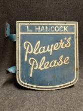 Ca. 1940s Player Please Embossed Metal Flange Advertising Tobacco Sign