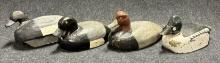 Lot of 4 Antique Hand Carved Wooden Duck Decoys