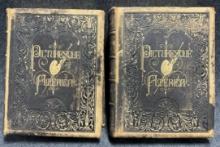 Pair Antique Picturesque America Leatherbound Books "The Land We Live In" Vol 1  2 1874