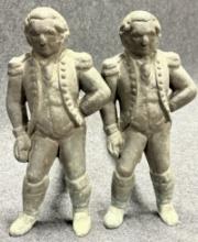 Antique Cast Solid Brass Pair George Washington Colonial Andirons