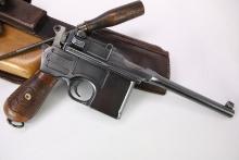 WWI Mauser C96 Broomhandle Red Nine 9mm Pistol & Shoulder Stock