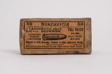 Sealed Vintage Ammunition Winchester Box .25 ACP. 6.35 M/M Browning, Orange Label