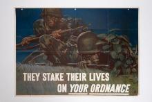 Harold Von Schmidt Original WWII Framed Poster "They Stake Their Lives on Your Ordnance"