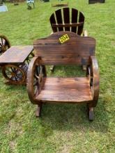 Wooden wagon wheel rocking chair