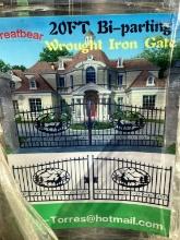 20FT BI-PARTING WROUGHT IRON GATE (DEER)