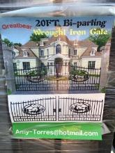 NEW 20FT BI-PARTING WROUGHT IRON GATE (DEER)