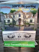 NEW 20FT BI-PARTING WROUGHT IRON GATE (DEER)