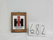 Vintage International Harvester wood plaque IH factory employee reward