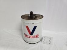 5 Gallon Valvoline Motor Oil Can With Spout Empty Good Condition