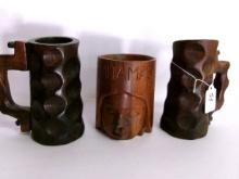 3 Wooden Mugs