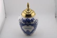Original Blue Delft Royal Geodewaggen Holland, Virginia Tobacco Jar w/ Lid