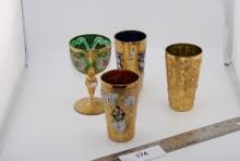 Vintage Murano Glass Set of Three glasses and One Goblet