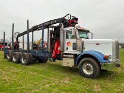 2008 PETERBILT TRI AXLE LOG TRUCK WITH PRENTICE 2124 LOADER