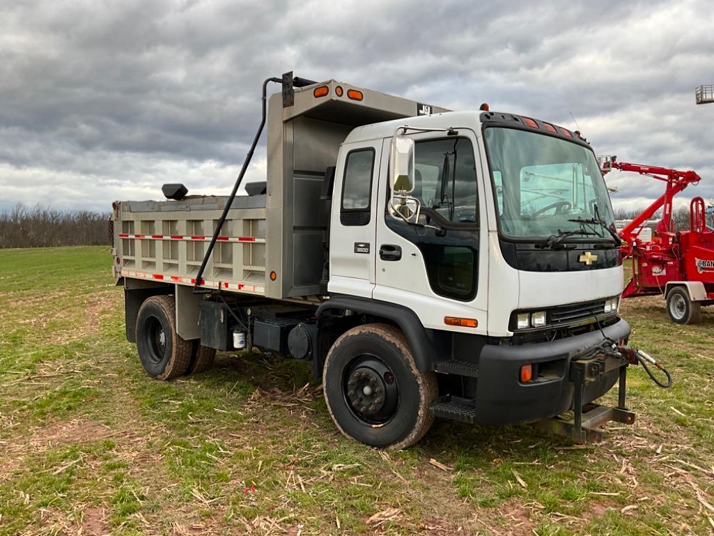 2002 GMC T8500 SINGLE AXLE DUMP TRUCK. WITH SNOW PUSHER