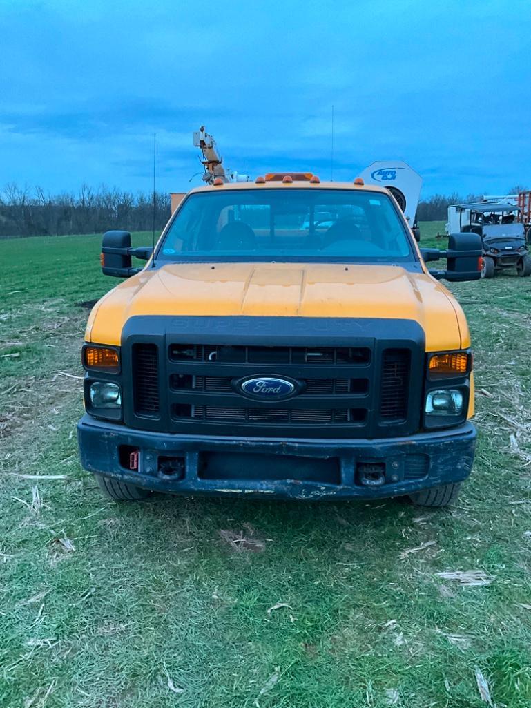 2008 FORD F350 EXTENDED CAB MECHANIC SERVICE TRUCK WITH CRANE.