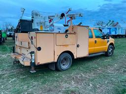 2008 FORD F350 EXTENDED CAB MECHANIC SERVICE TRUCK WITH CRANE.