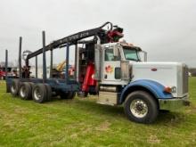 2008 PETERBILT TRI AXLE LOG TRUCK WITH PRENTICE 2124 LOADER