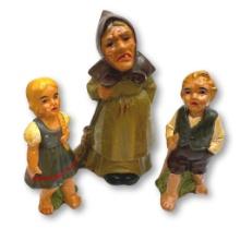 Vintage German Heissner Hansel & Gretel with Witch Terracotta Figurines