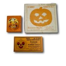 Vintage Dennison Halloween Pumpkin Assorted Seals Stickers