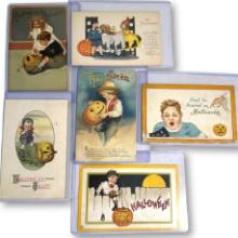 Antique Early 1900's Whimsical Children's Themed Halloween Post Cards