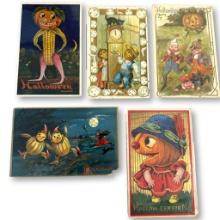 Antique Pumpkin People Halloween Post Cards including Tuck