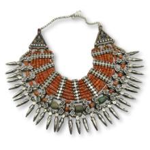 Vintage Tribal Coral and Silver Alloy Necklace