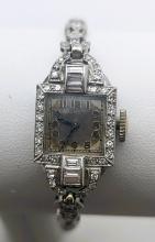 Stunning Vintage Elgin Watch - Platinum Case w/ Diamond Chips